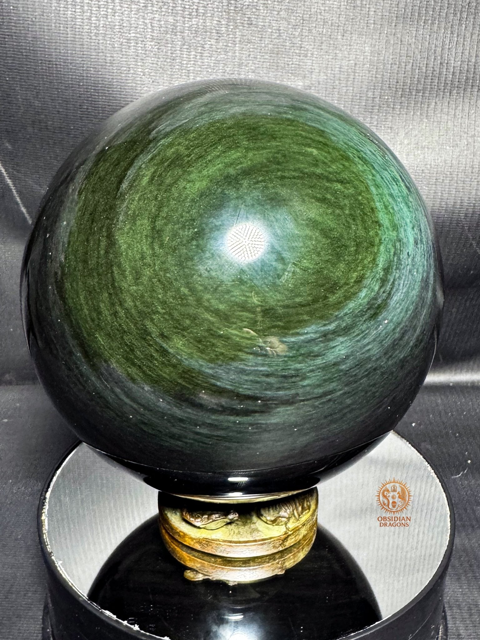 Sphère en obsidienne Manto huichol  rare 13,5 cm 2,6kg | obsidian dragons