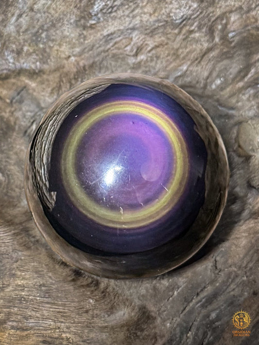 Sphère en obsidienne œil céleste exceptionnelle – jaune rare - obsidian dragons