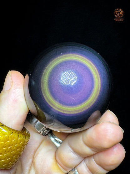Sphère en obsidienne œil céleste exceptionnelle – jaune rare - obsidian dragons