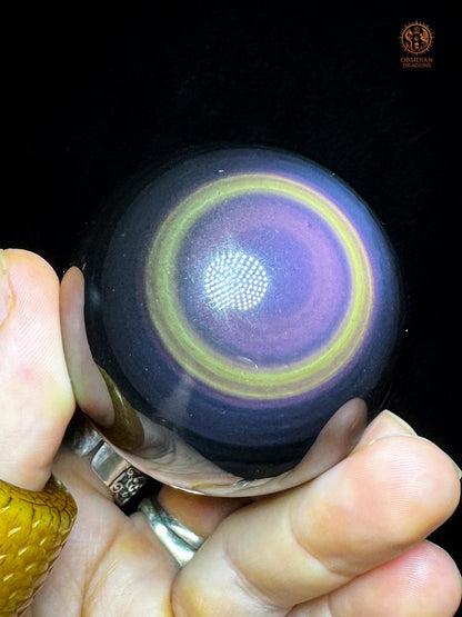 Sphère en obsidienne œil céleste exceptionnelle – jaune rare - obsidian dragons