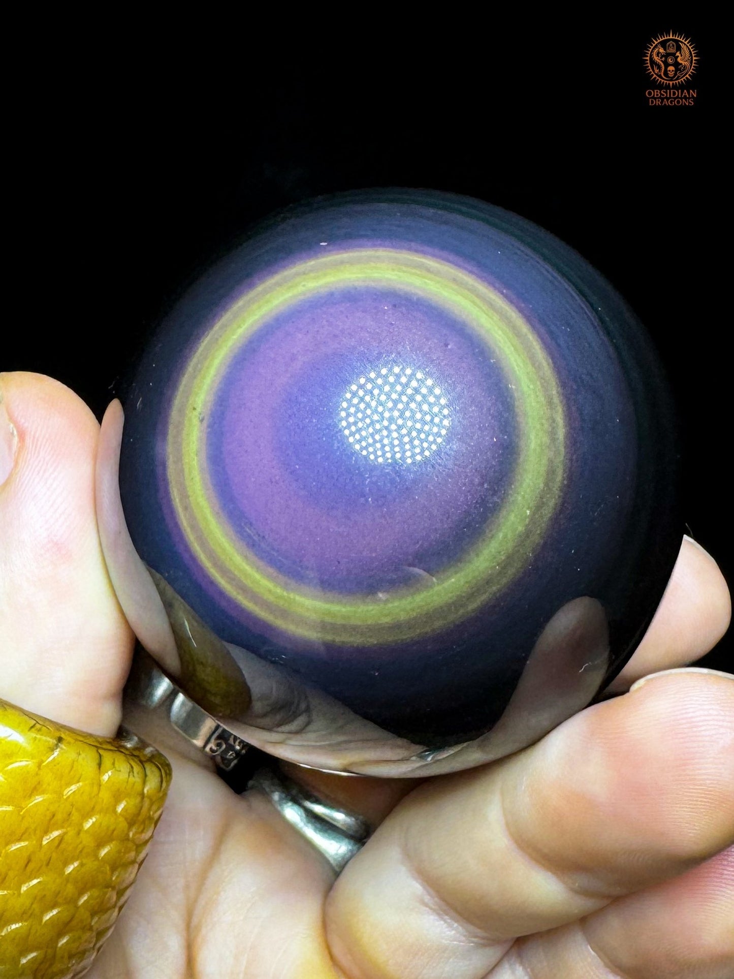 Sphère en obsidienne œil céleste exceptionnelle – jaune rare - obsidian dragons