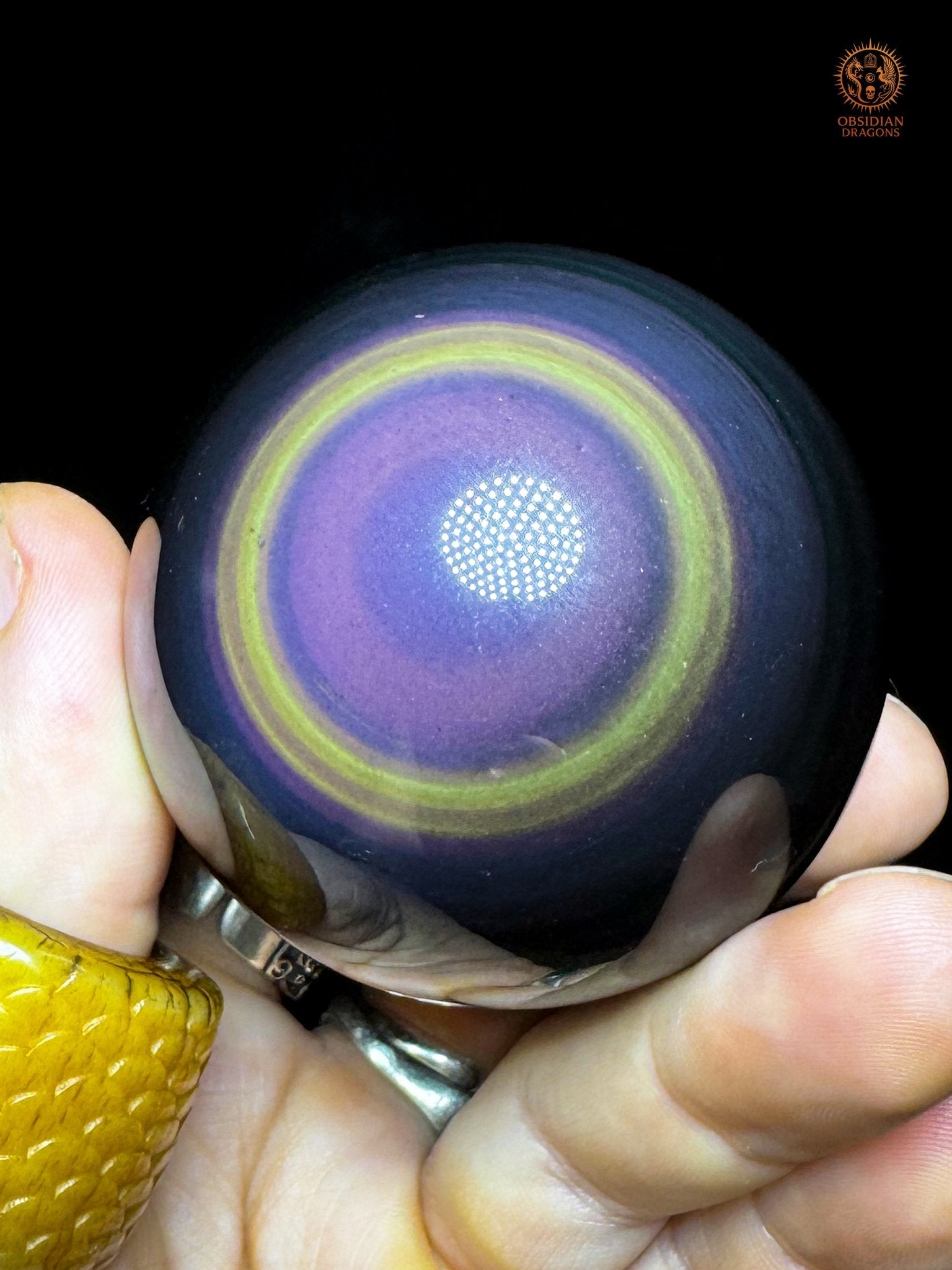 Sphère en obsidienne œil céleste exceptionnelle – jaune rare - obsidian dragons