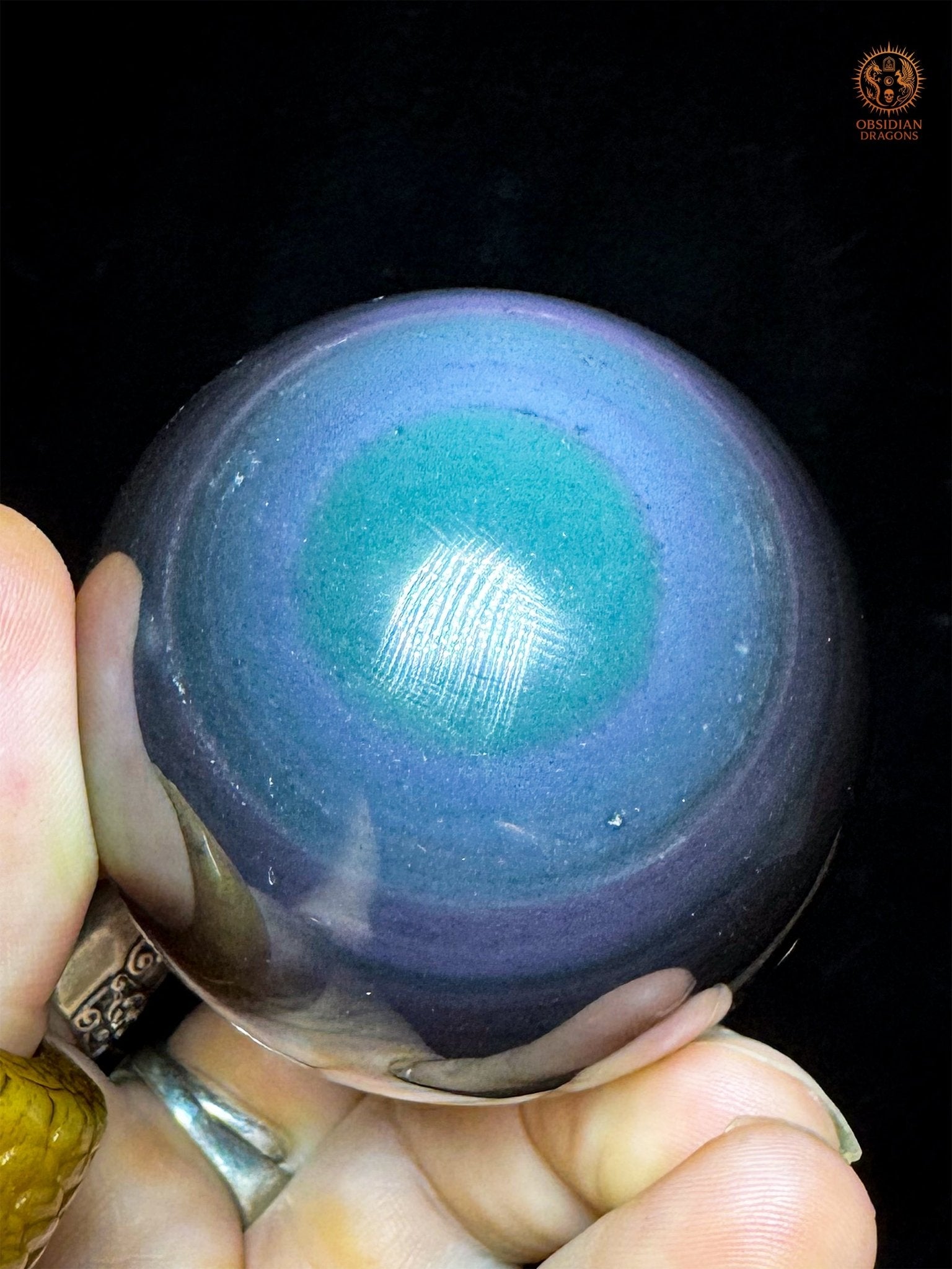 Sphère en obsidienne œil céleste exceptionnelle – jaune rare - obsidian dragons