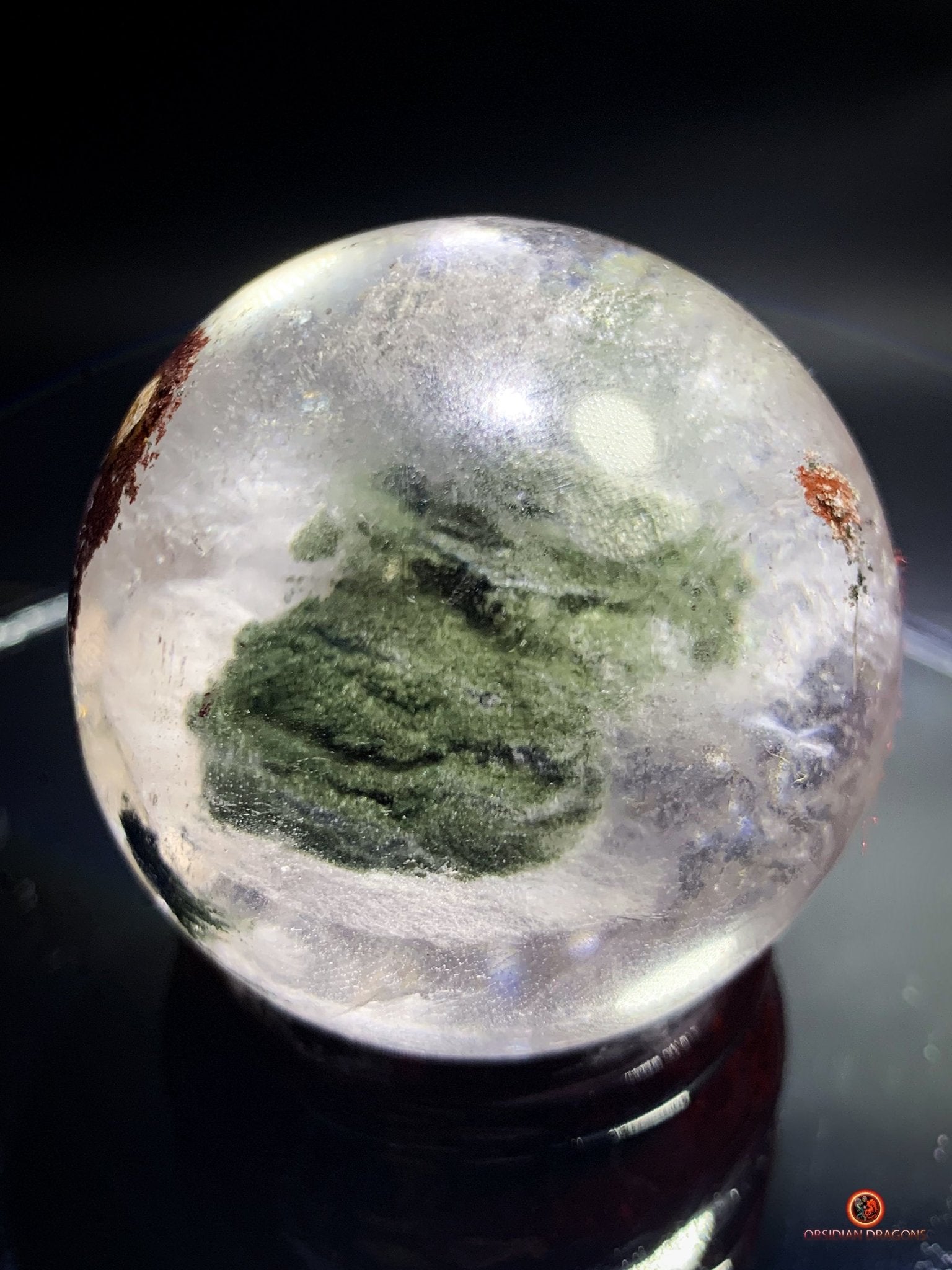 sphère de quartz chlorite - boule de cristal - pièce unique | obsidian dragons