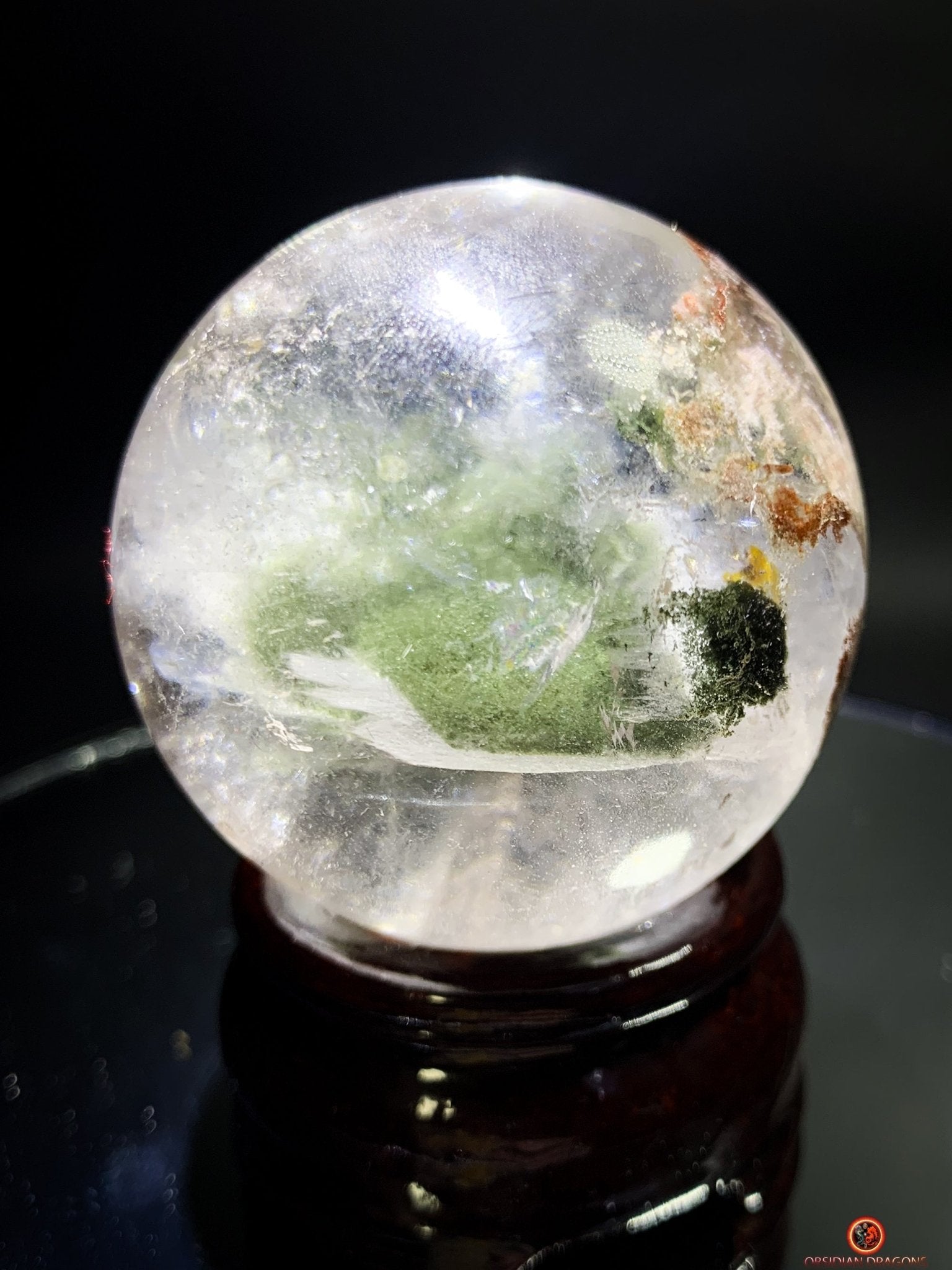 sphère de quartz chlorite - boule de cristal - pièce unique | obsidian dragons