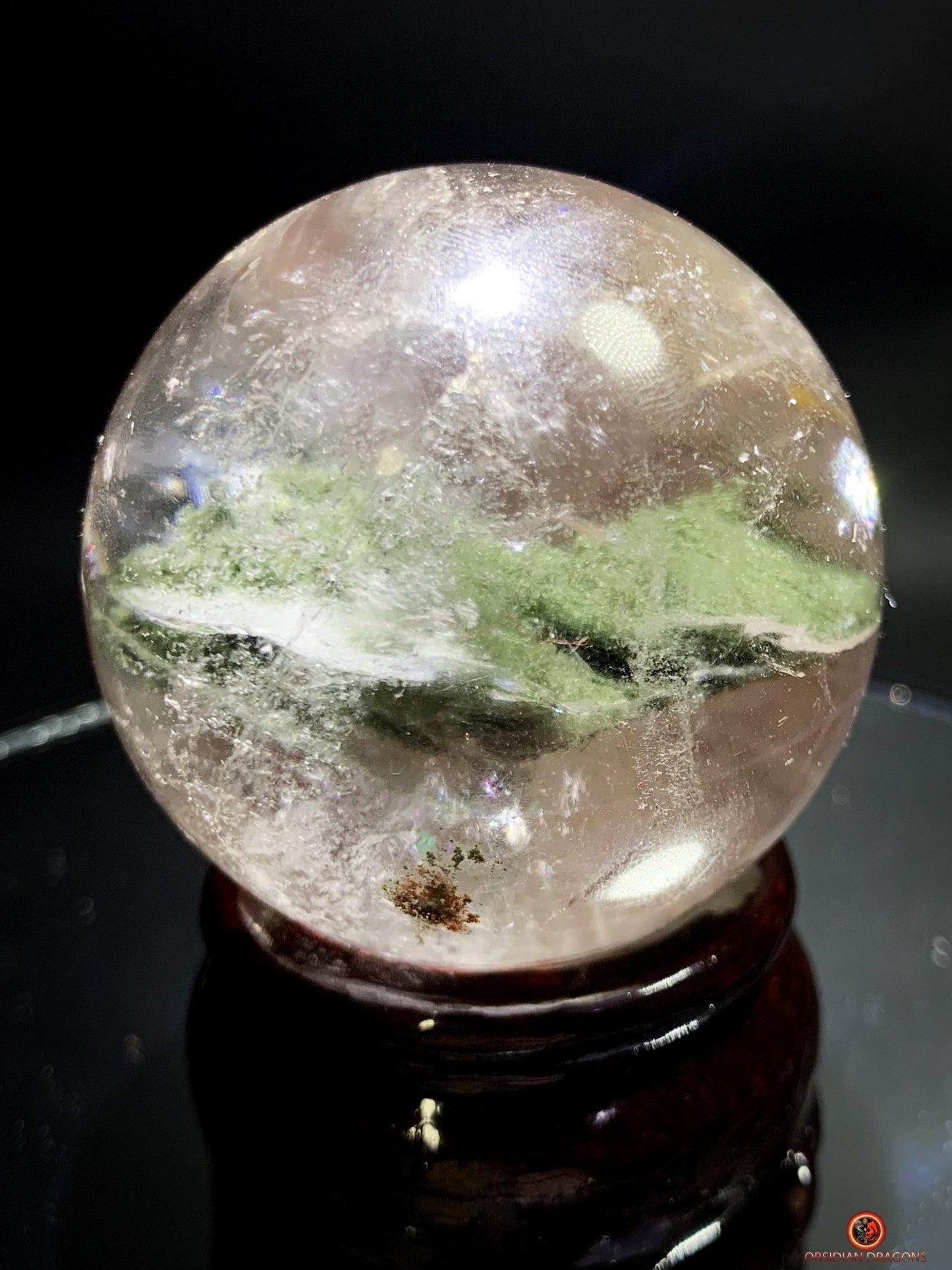 sphère de quartz chlorite - boule de cristal - pièce unique | obsidian dragons