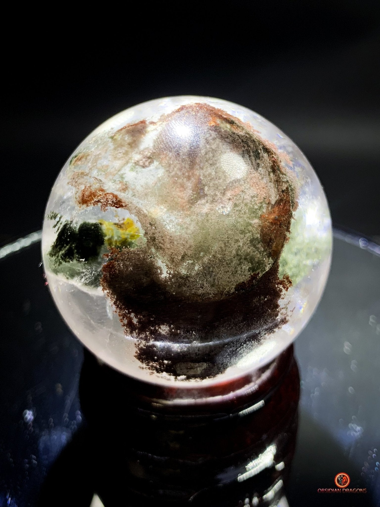 sphère de quartz chlorite - boule de cristal - pièce unique | obsidian dragons