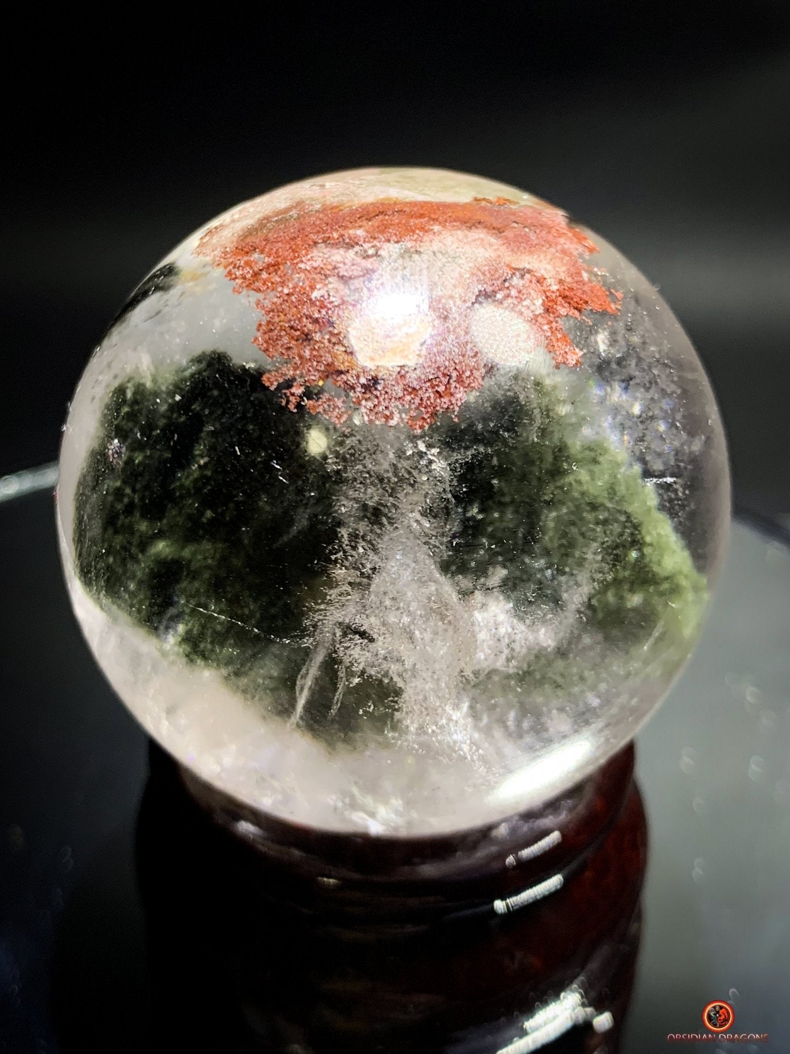 sphère de quartz chlorite - boule de cristal - pièce unique | obsidian dragons