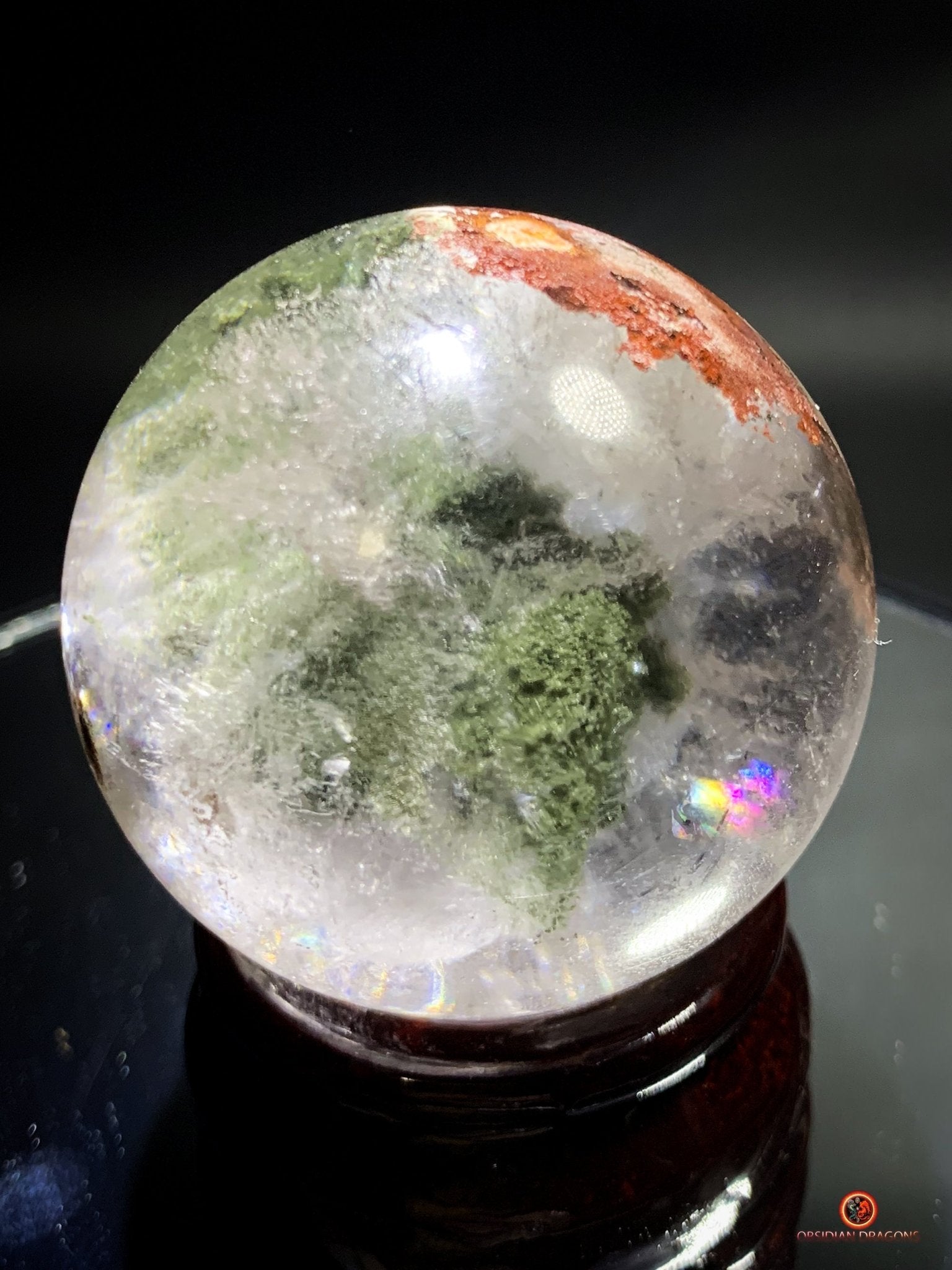sphère de quartz chlorite - boule de cristal - pièce unique | obsidian dragons