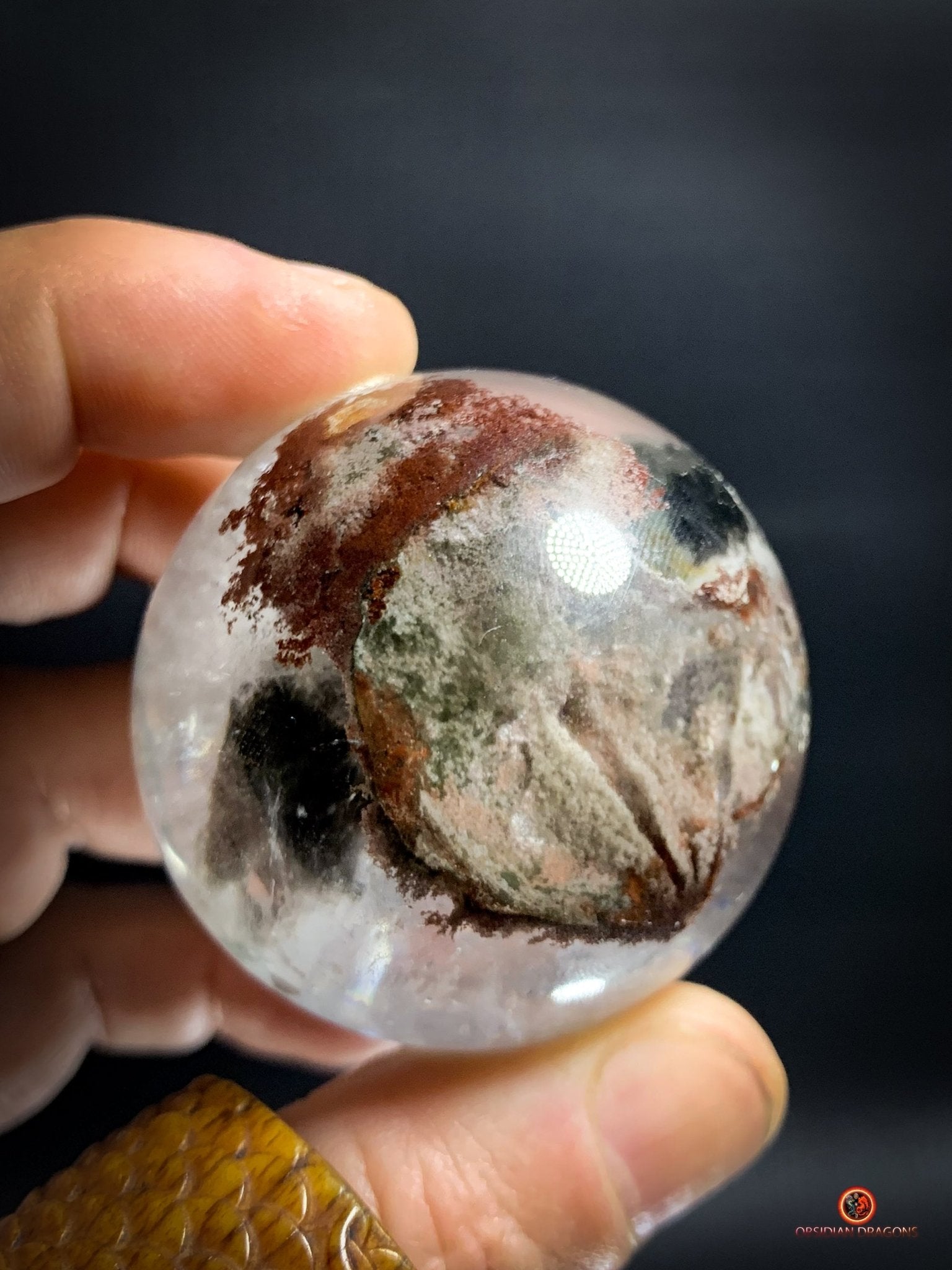 sphère de quartz chlorite - boule de cristal - pièce unique | obsidian dragons