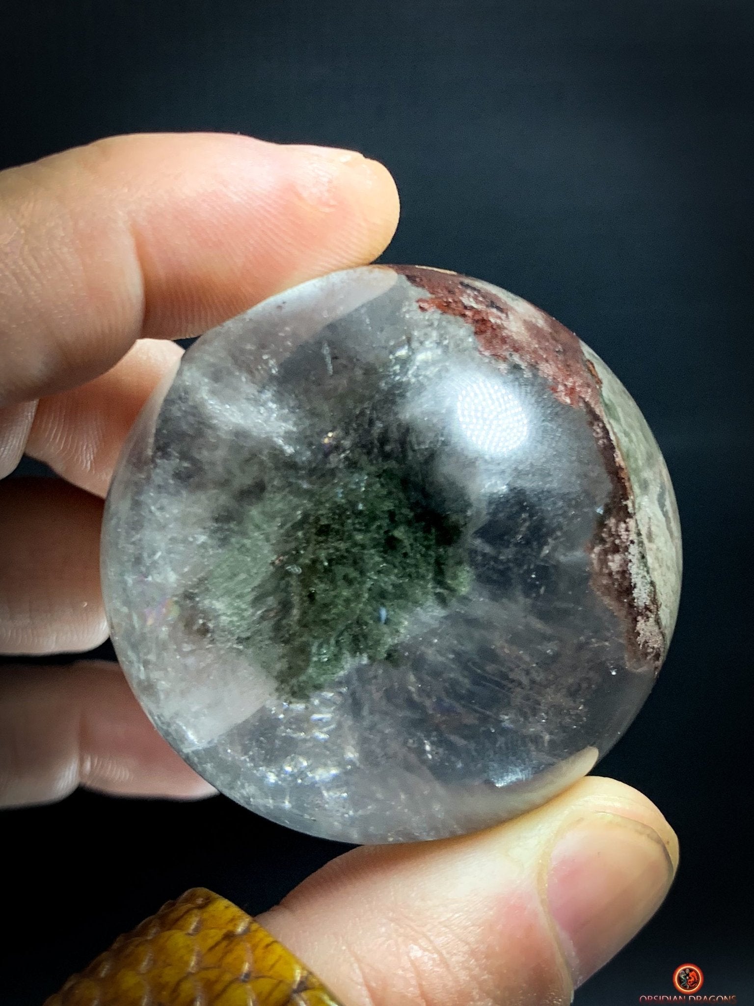 sphère de quartz chlorite - boule de cristal - pièce unique | obsidian dragons