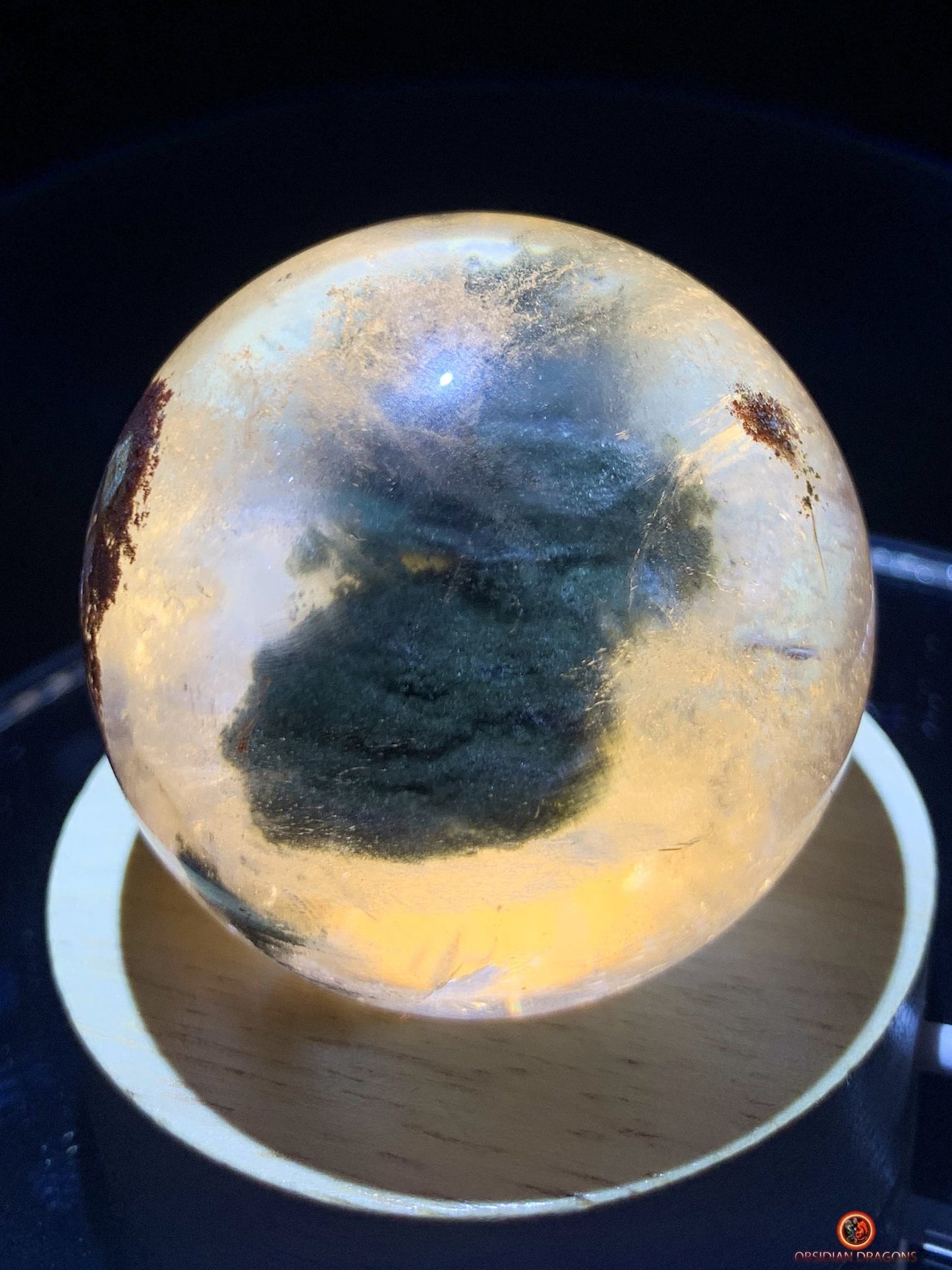 sphère de quartz chlorite - boule de cristal - pièce unique - obsidian dragons