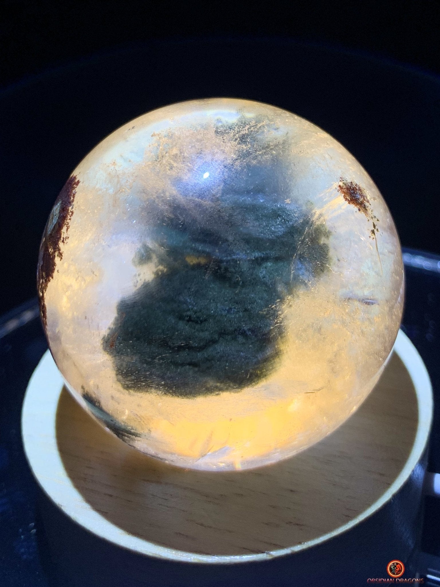 sphère de quartz chlorite - boule de cristal - pièce unique - obsidian dragons