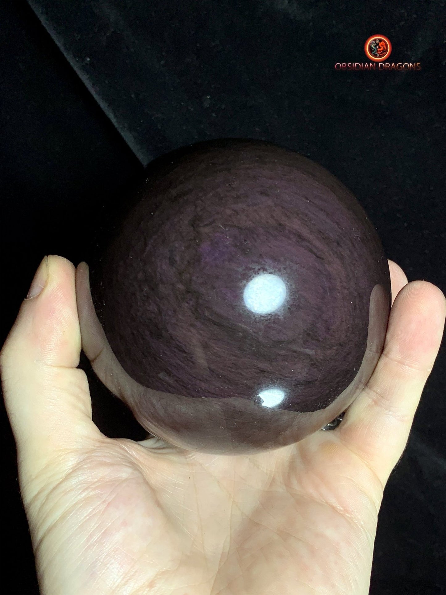 Sphère en Obsidienne Menta Huichol- Diamètre 10cm- 1,186kg | obsidian dragons