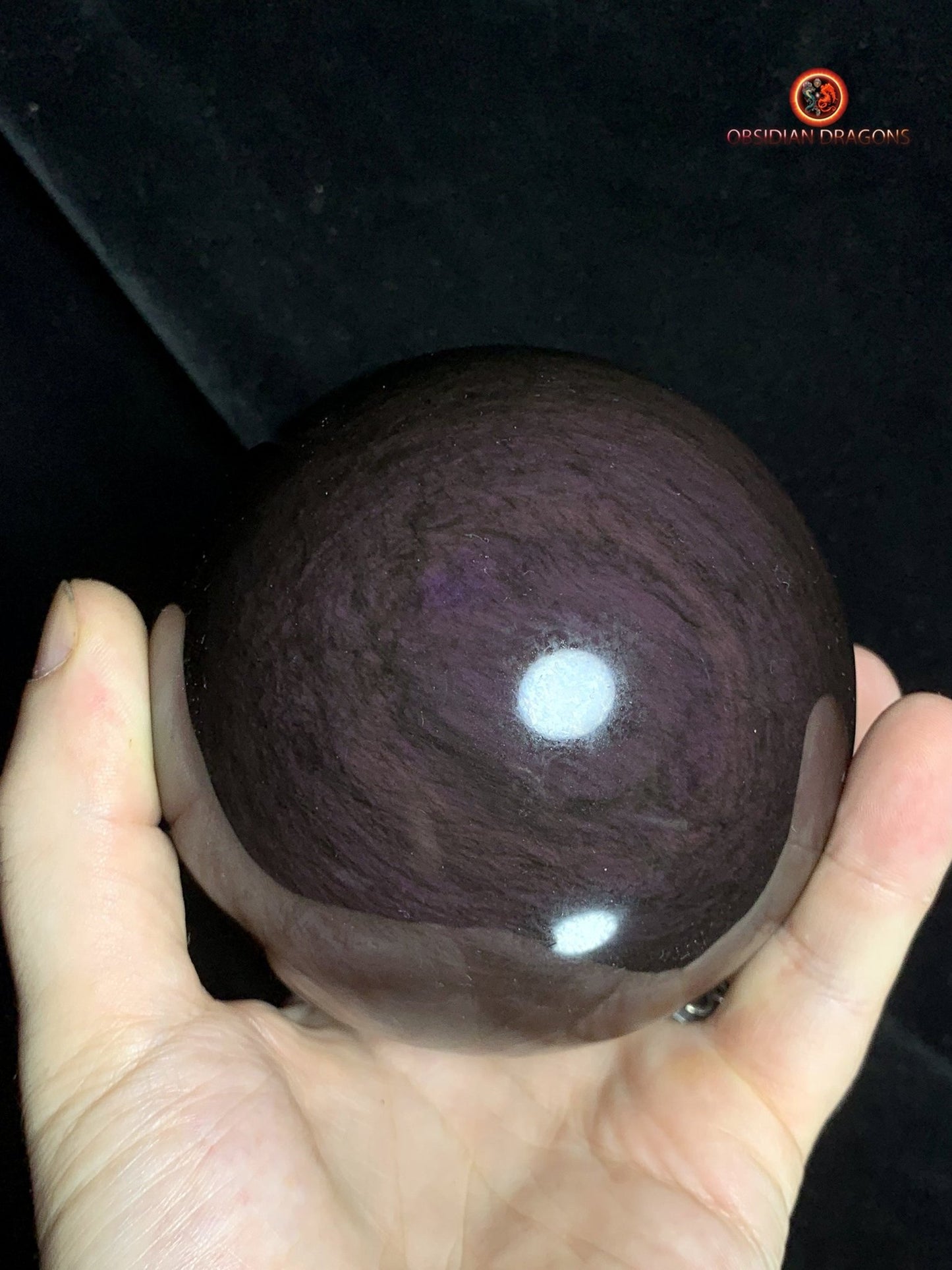 Sphère en Obsidienne Menta Huichol- Diamètre 10cm- 1,186kg | obsidian dragons