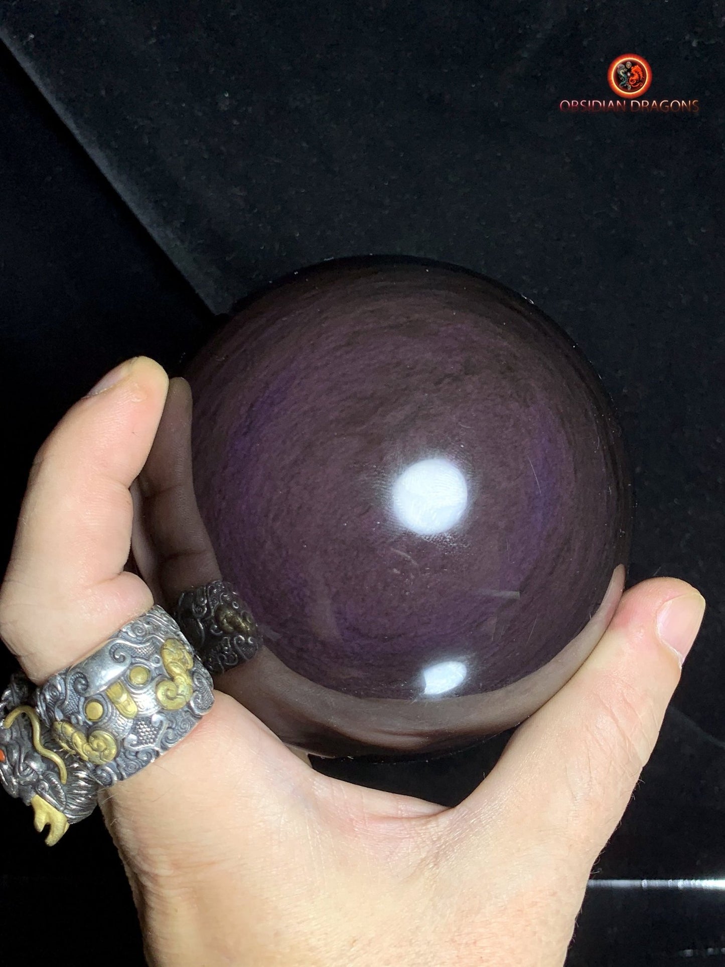 Sphère en Obsidienne Menta Huichol- Diamètre 10cm- 1,186kg | obsidian dragons