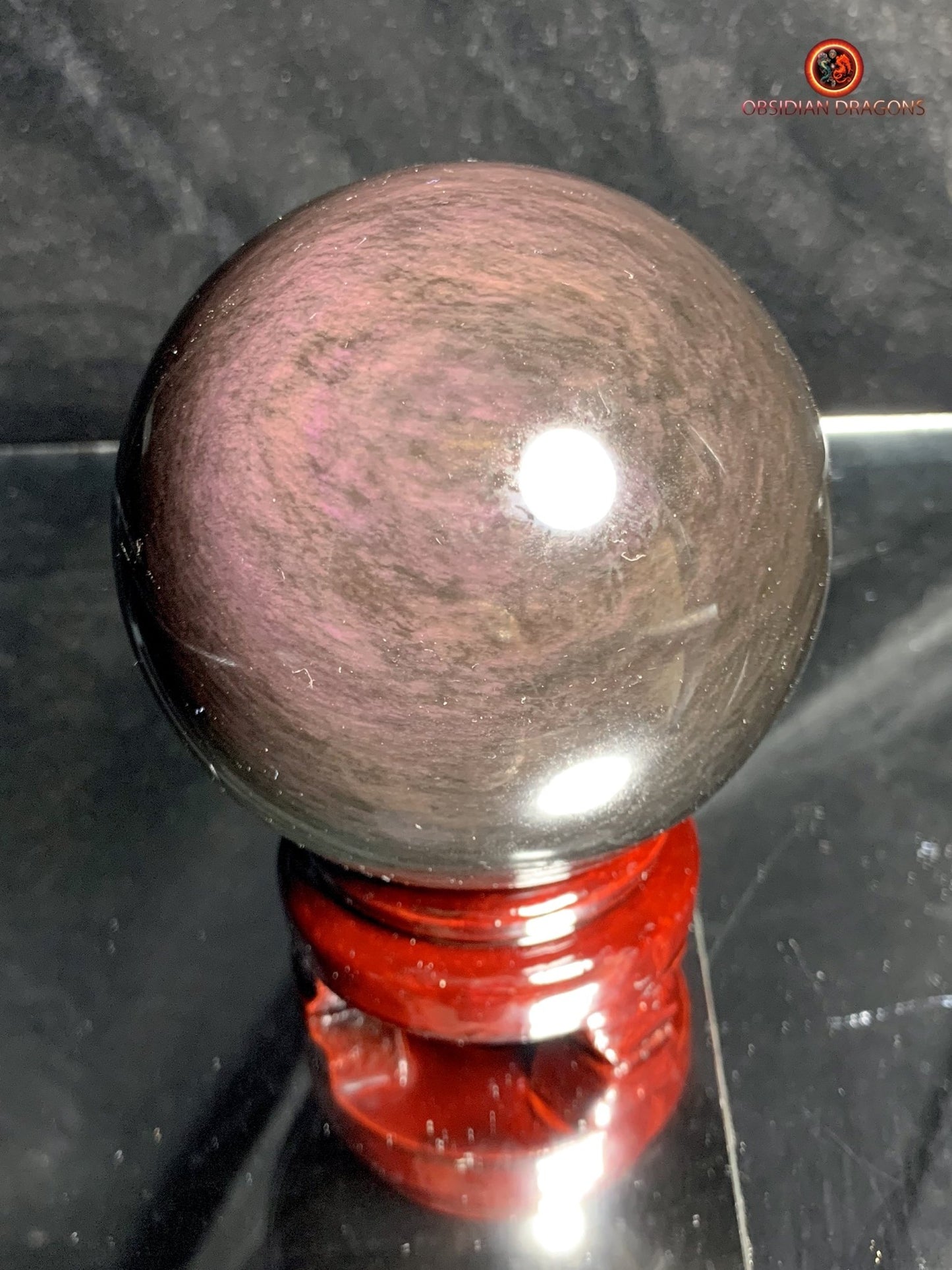 Sphère en Obsidienne Menta Huichol- Diamètre 10cm- 1,186kg | obsidian dragons