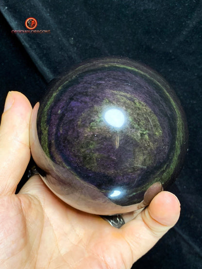 Sphère en Obsidienne Menta Huichol- Diamètre 9.55cm- 0,965kg | obsidian dragons