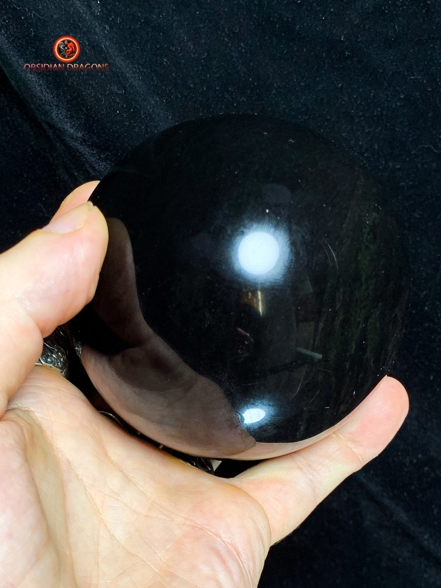 Sphère en Obsidienne Menta Huichol- Diamètre 9.55cm- 0,965kg | obsidian dragons