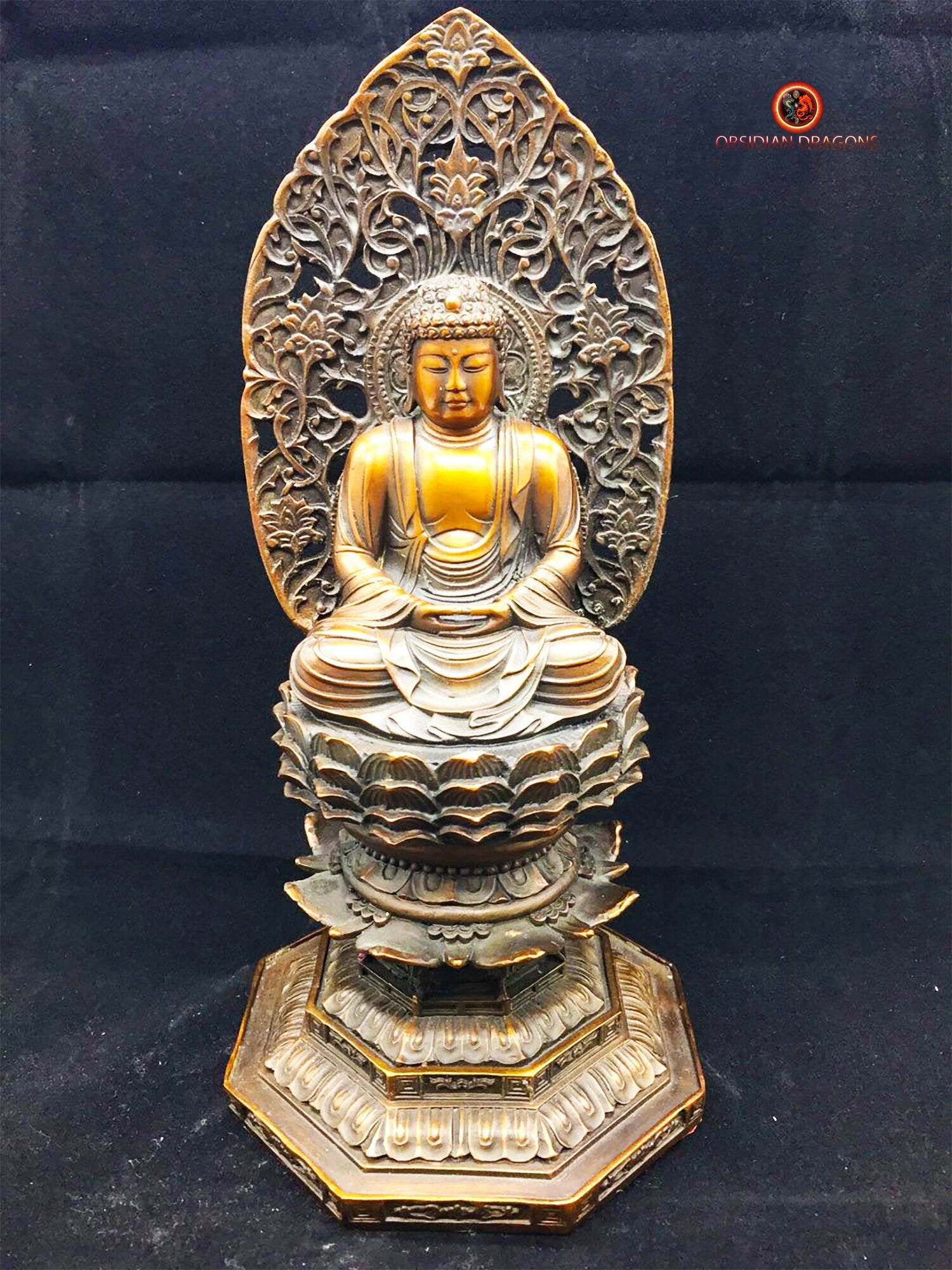 Statuette de Bouddha Amitabha en bronze - artisanale