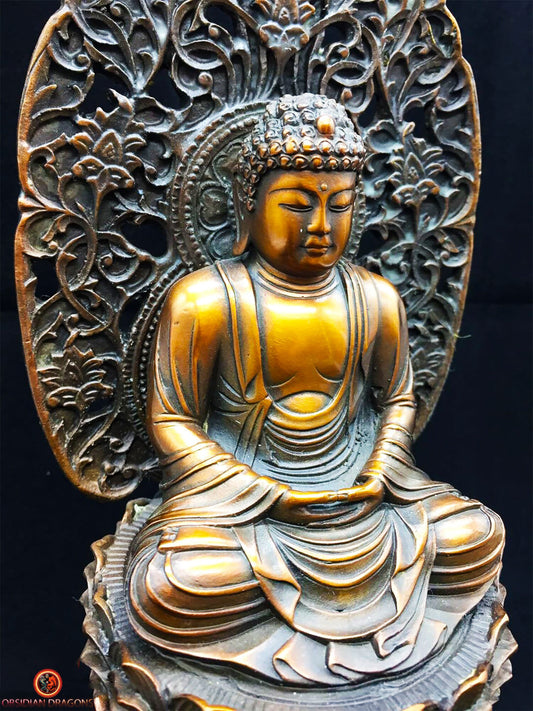 Statuette de Bouddha Amitabha en bronze - artisanale