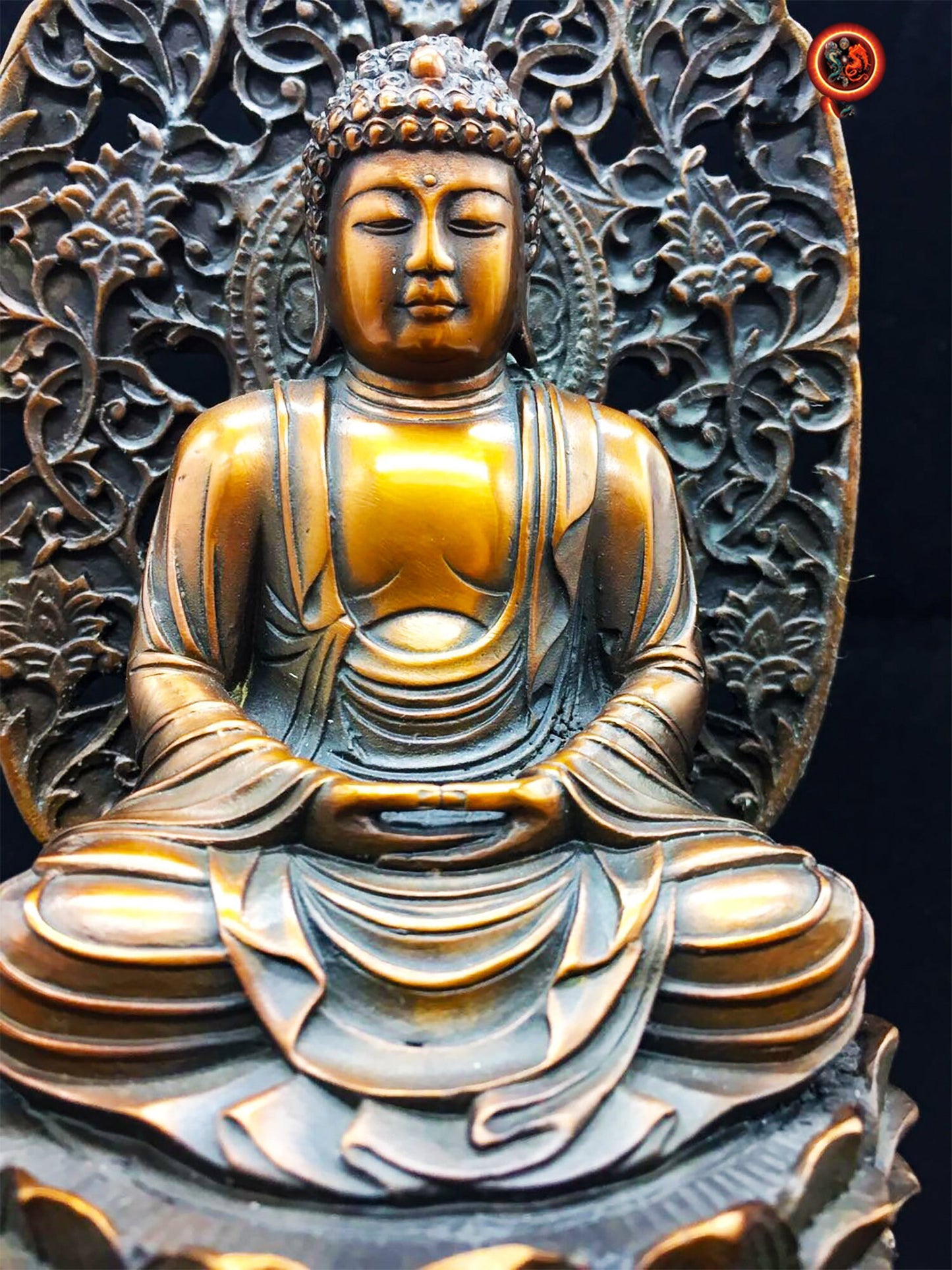 Statuette de Bouddha Amitabha en bronze - artisanale