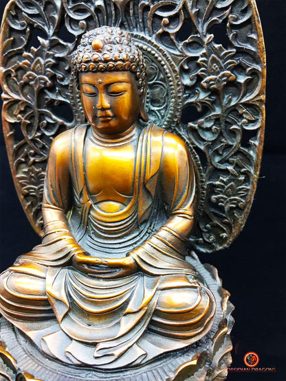 Statuette de Bouddha Amitabha en bronze - artisanale