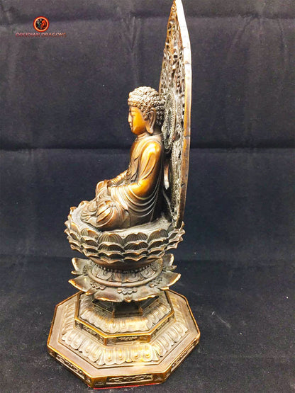 Statuette de Bouddha Amitabha en bronze - artisanale