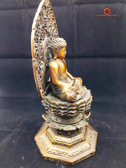 Statuette de Bouddha Amitabha en bronze - artisanale