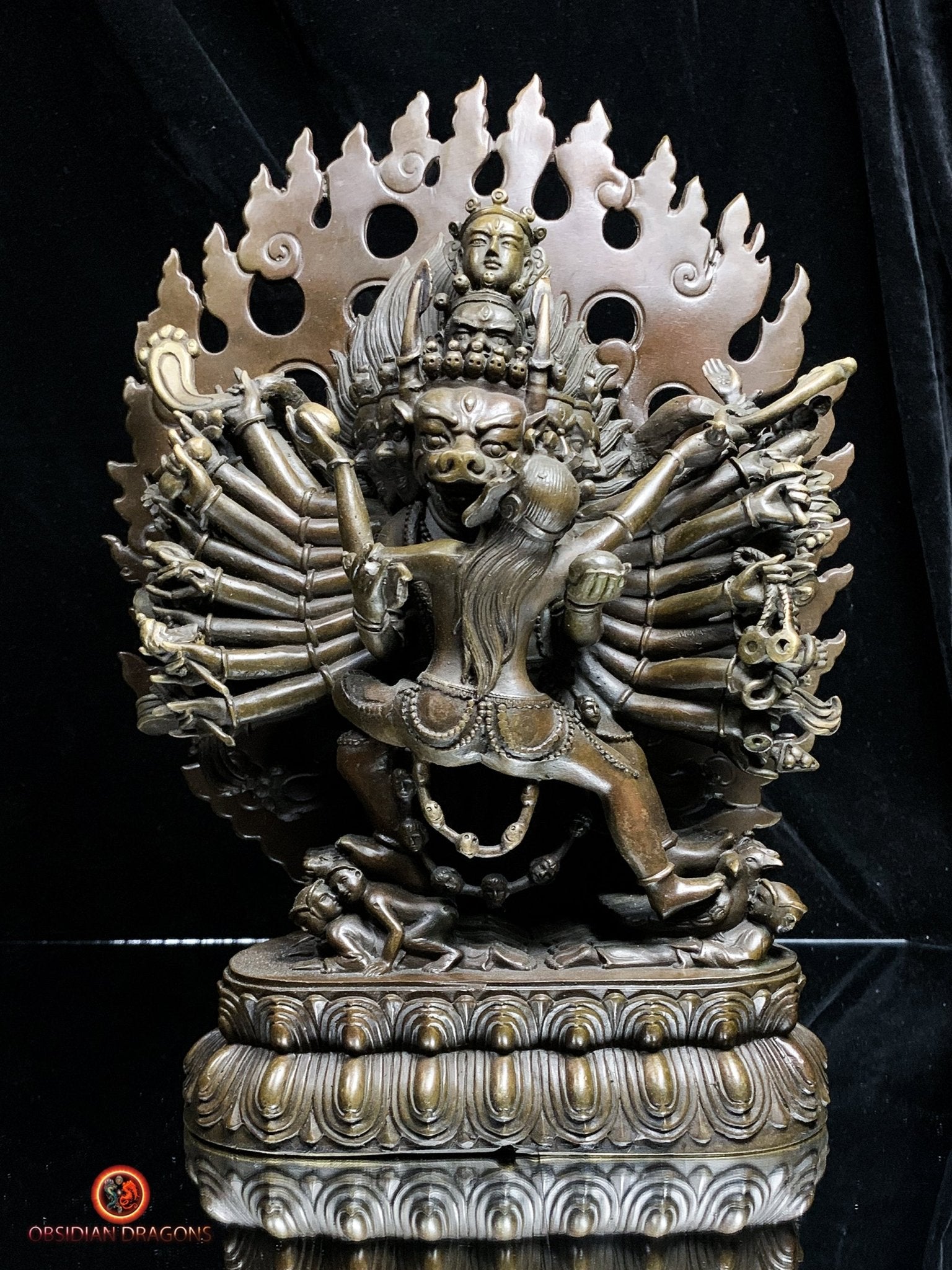 Statuette de Yamantaka en bronze- Yab yum tibétain | obsidian dragons