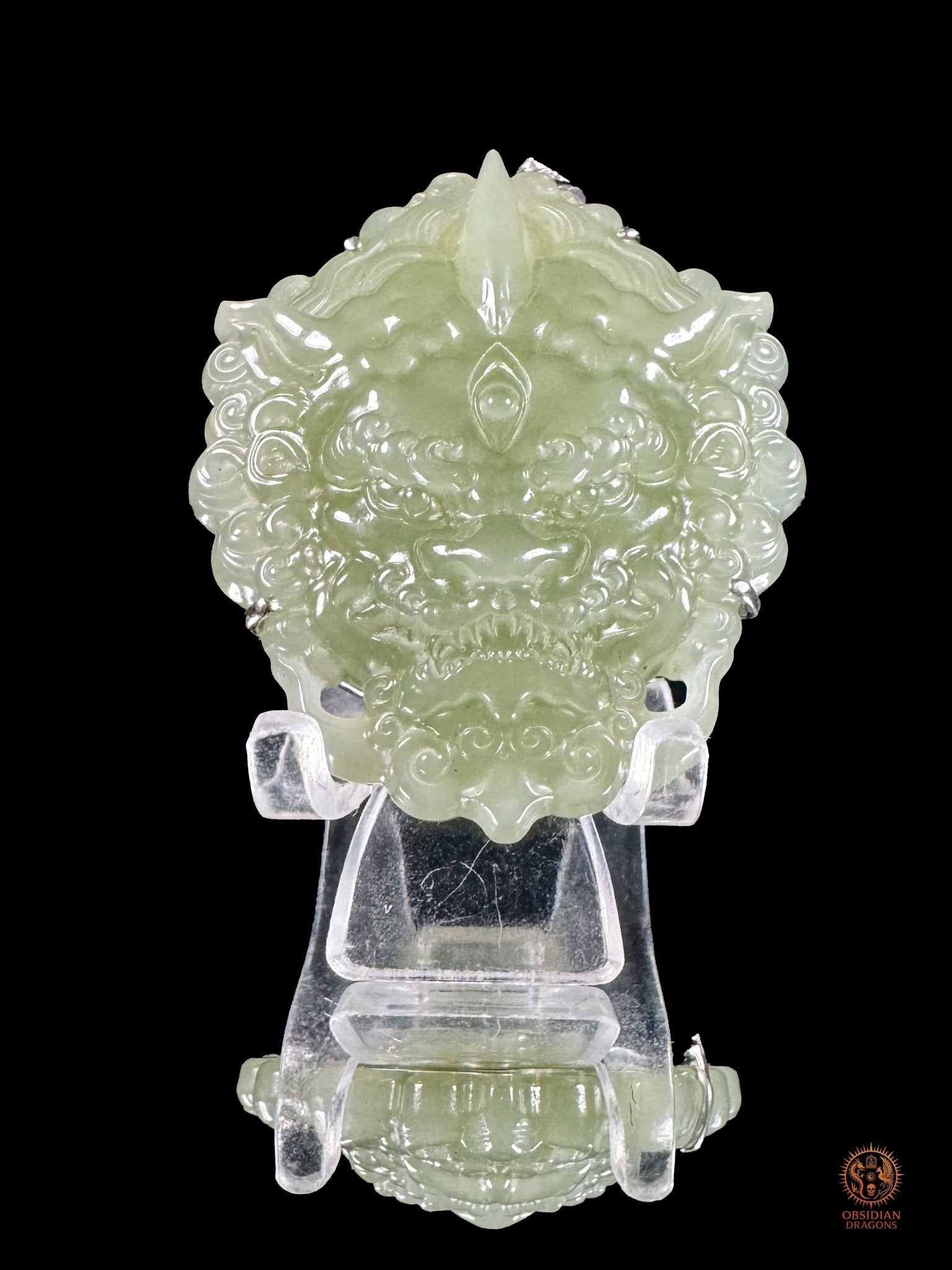 Talisman Pixiu en jade naturel du Qinghai – Pièce unique | obsidian dragons