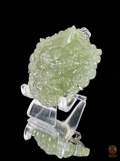 Talisman Pixiu en jade naturel du Qinghai – Pièce unique - obsidian dragons