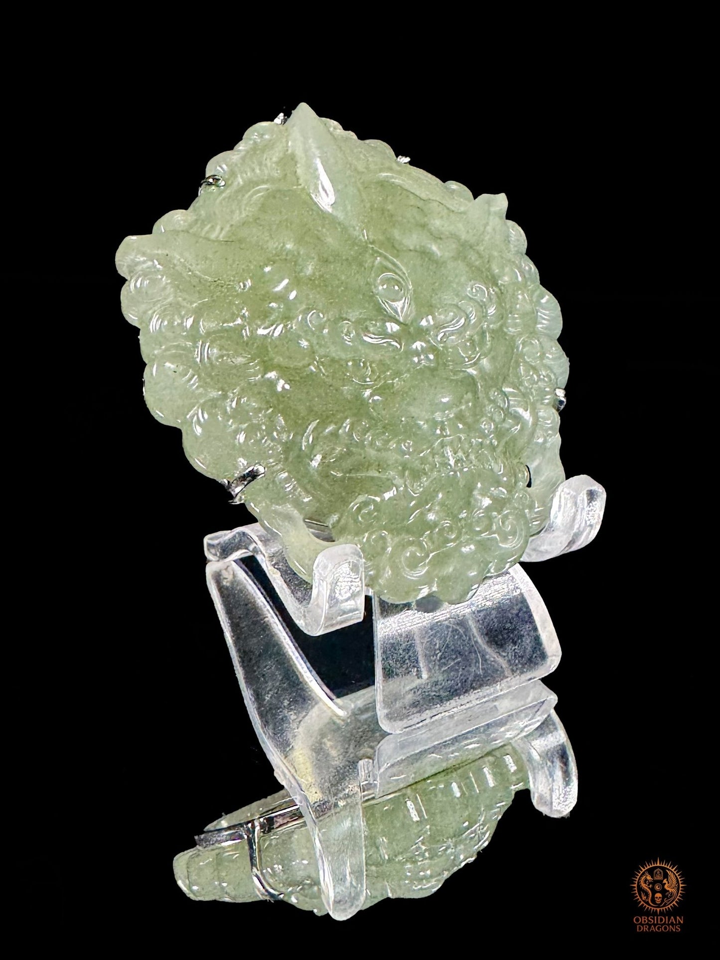 Talisman Pixiu en jade naturel du Qinghai – Pièce unique - obsidian dragons