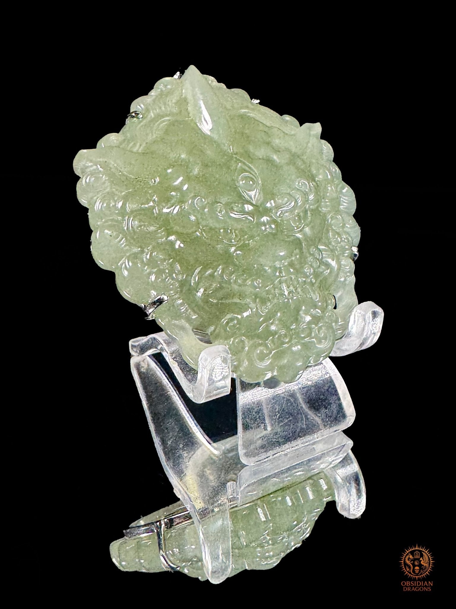 Talisman Pixiu en jade naturel du Qinghai – Pièce unique - obsidian dragons