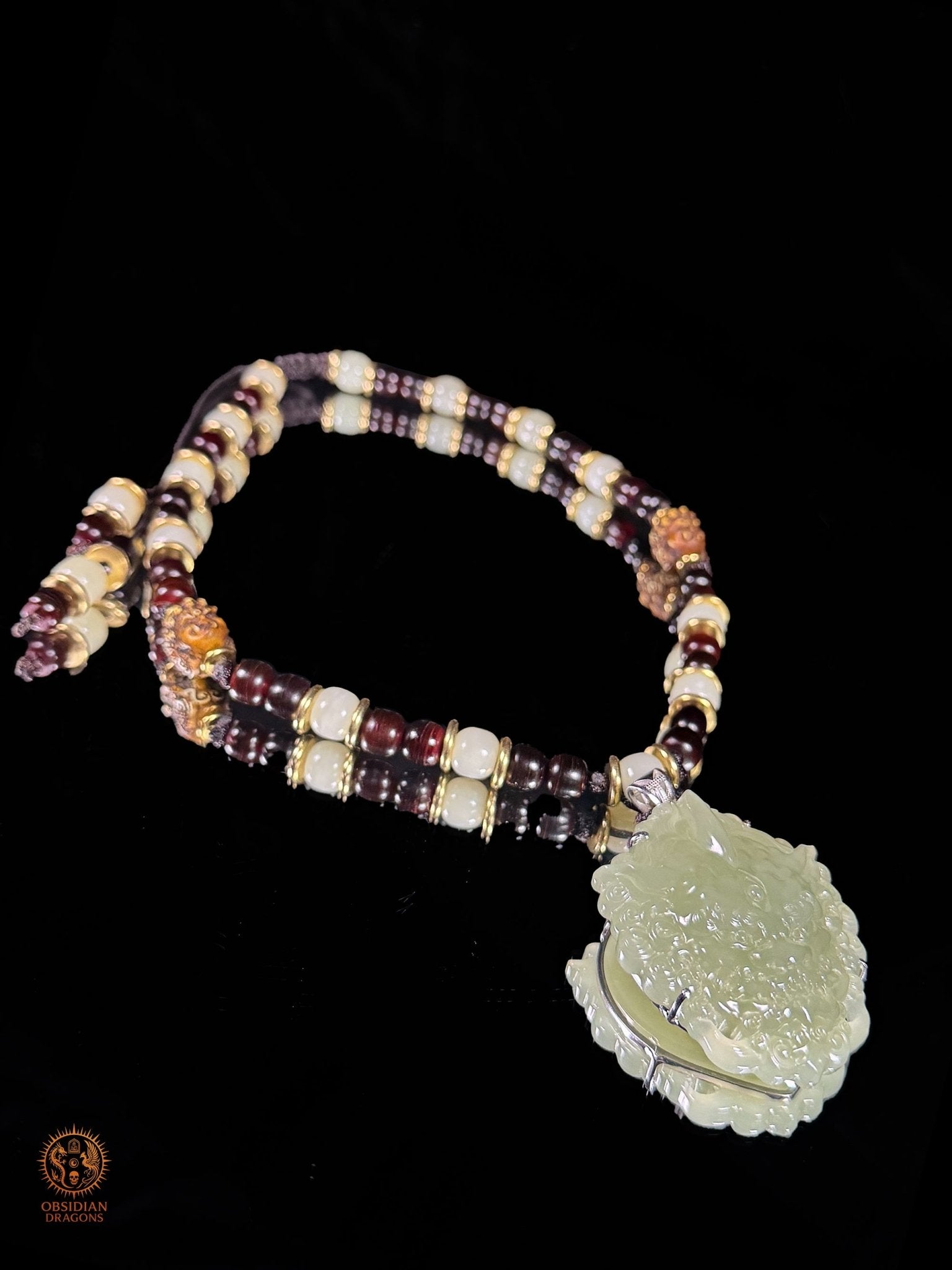 Talisman Pixiu en jade naturel du Qinghai – Pièce unique | obsidian dragons