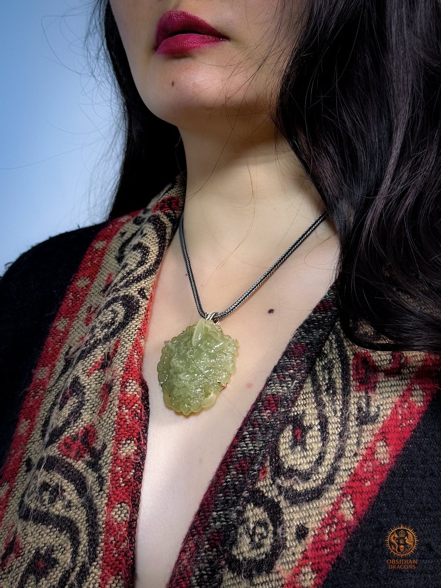 Talisman Pixiu en jade naturel du Qinghai – Pièce unique | obsidian dragons