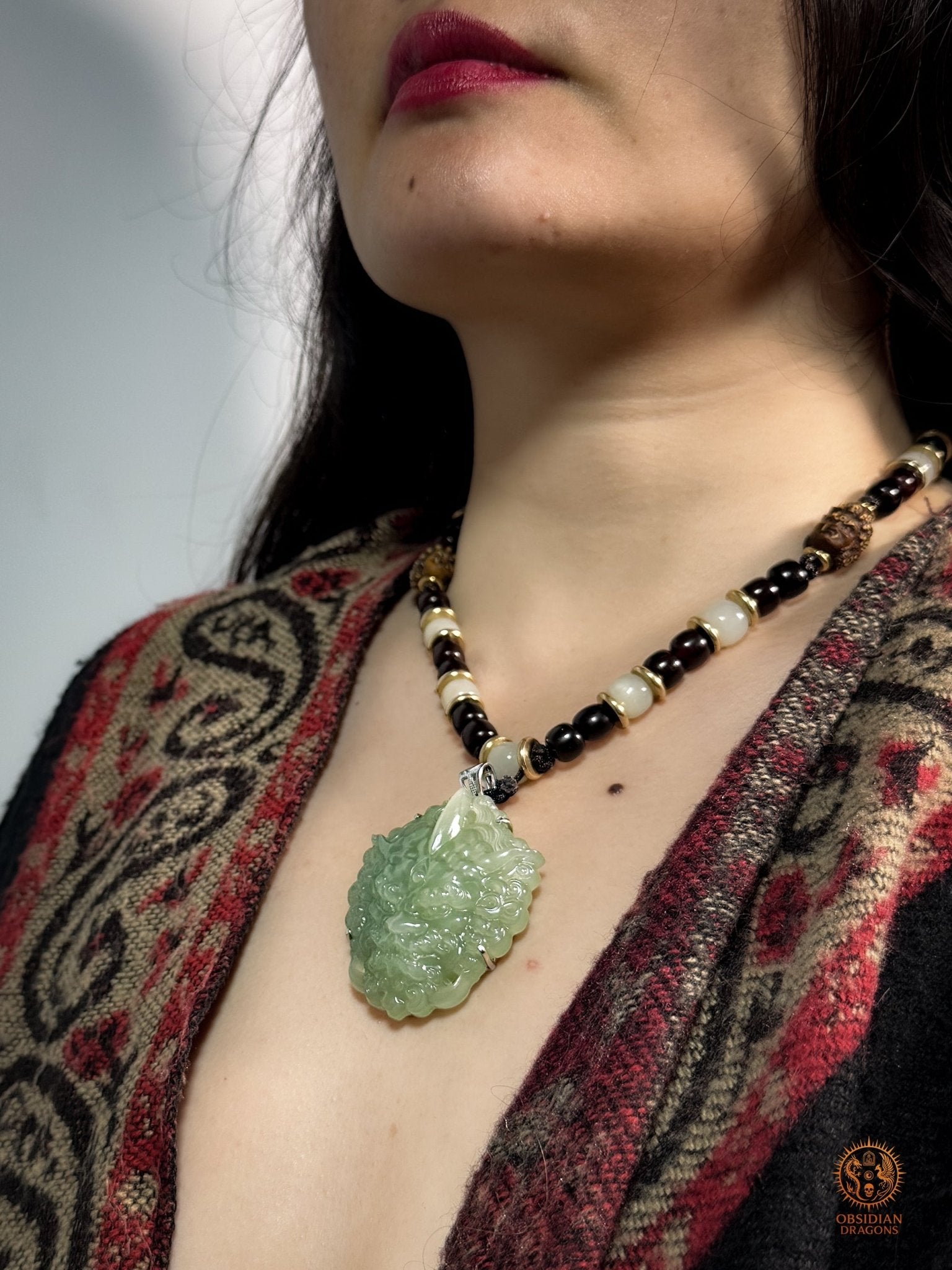 Talisman Pixiu en jade naturel du Qinghai – Pièce unique | obsidian dragons