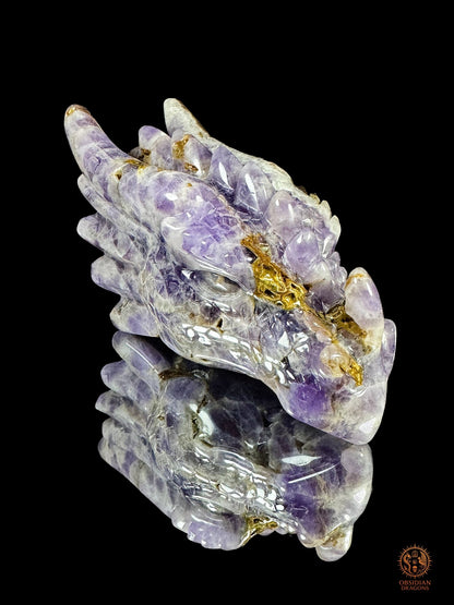 Tête de dragon en améthyste chevron - Le régénérateur | obsidian dragons