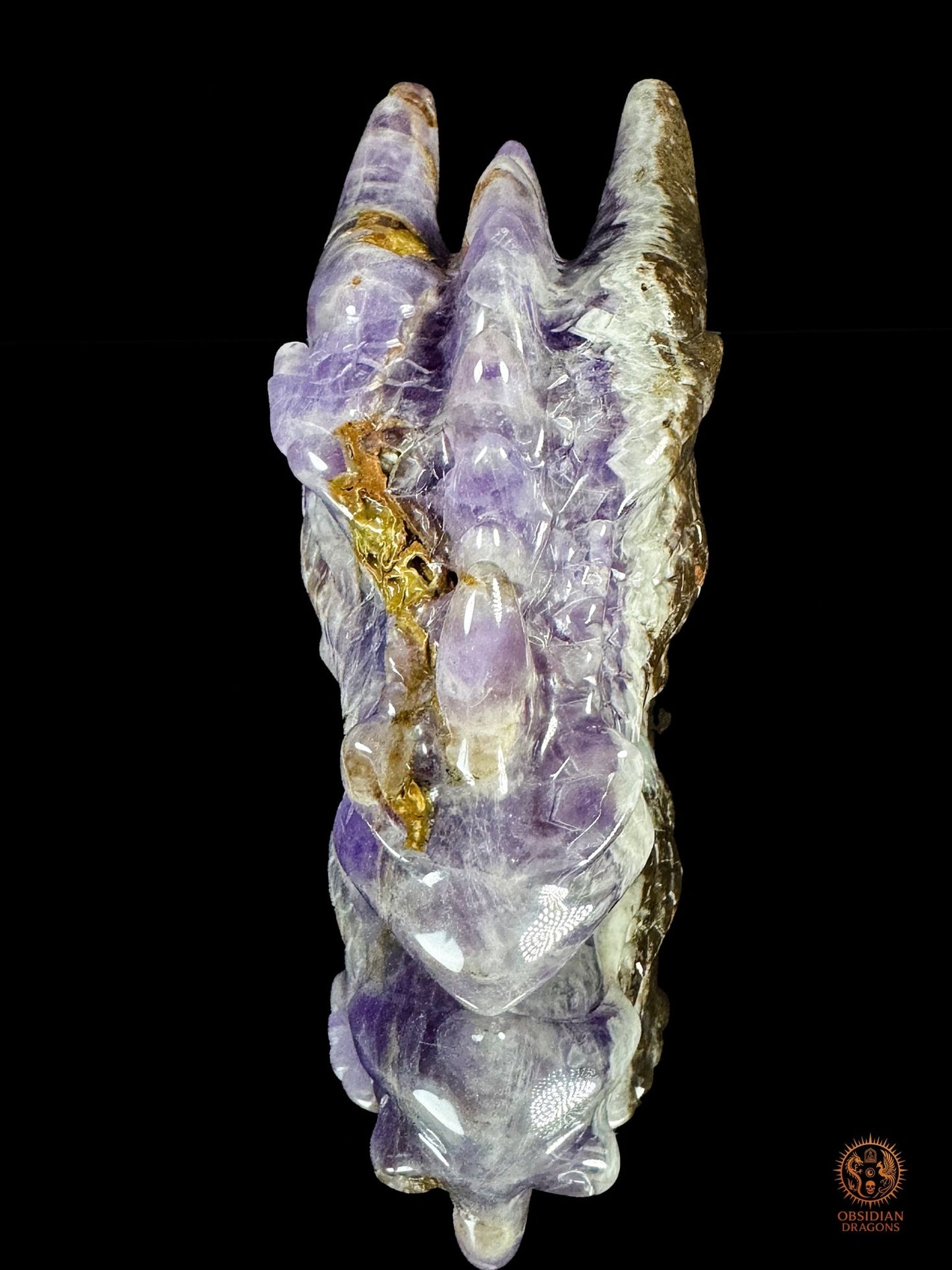 Tête de dragon en améthyste chevron - Le régénérateur | obsidian dragons