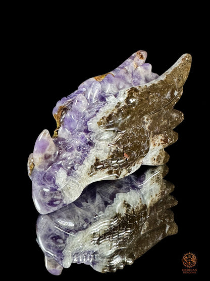 Tête de dragon en améthyste chevron - Le régénérateur | obsidian dragons