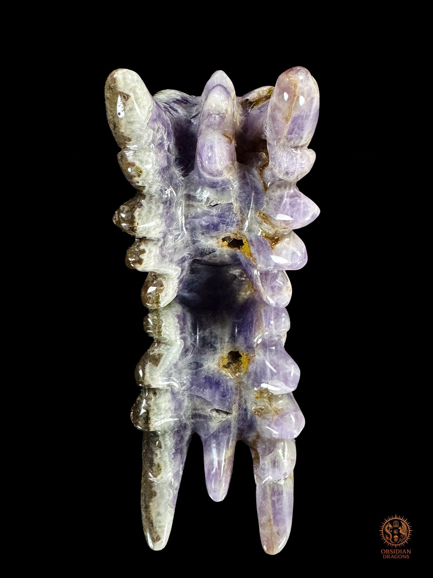 Tête de dragon en améthyste chevron - Le régénérateur | obsidian dragons