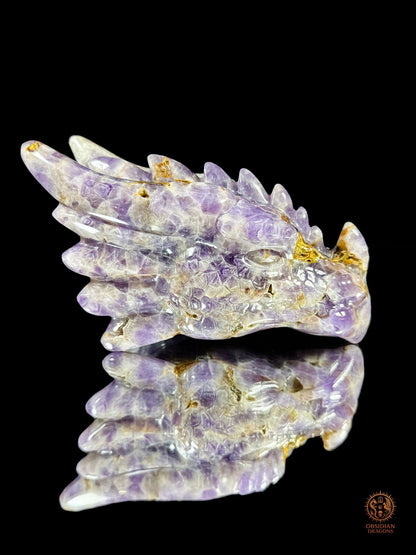 Tête de dragon en améthyste chevron - Le régénérateur | obsidian dragons