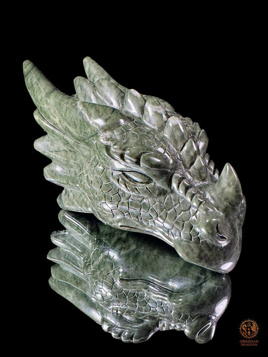 Tête de dragon en jade des 9 dragons – Esprit de la montagne | obsidian dragons