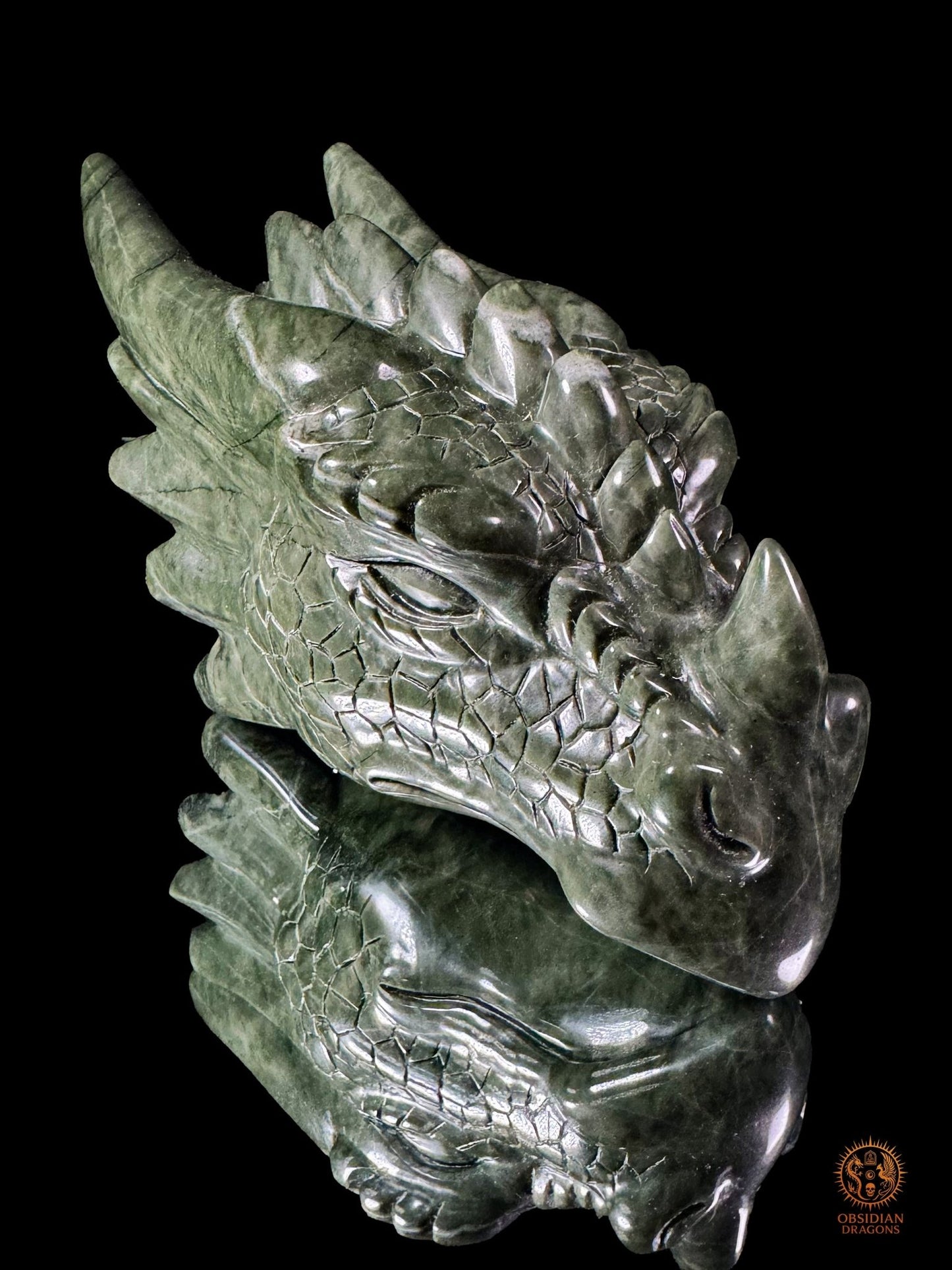 Tête de dragon en jade des 9 dragons – Esprit de la montagne | obsidian dragons