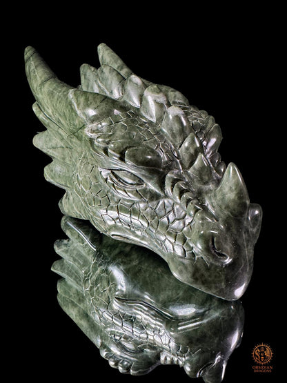 Tête de dragon en jade des 9 dragons – Esprit de la montagne | obsidian dragons