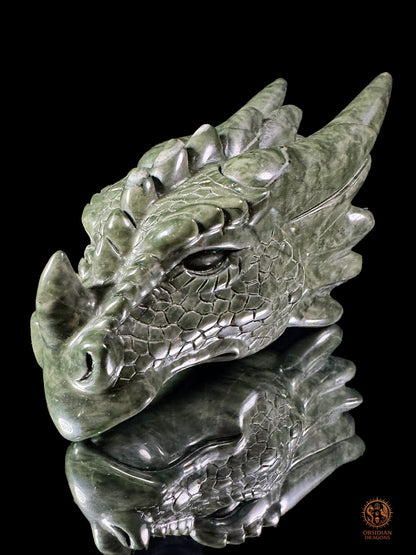 Tête de dragon en jade des 9 dragons – Esprit de la montagne | obsidian dragons