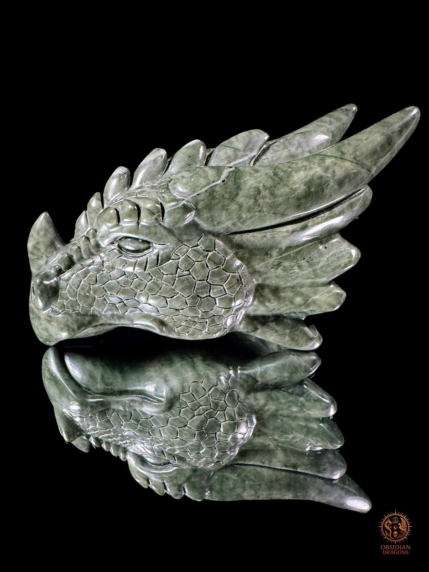 Tête de dragon en jade des 9 dragons – Esprit de la montagne | obsidian dragons