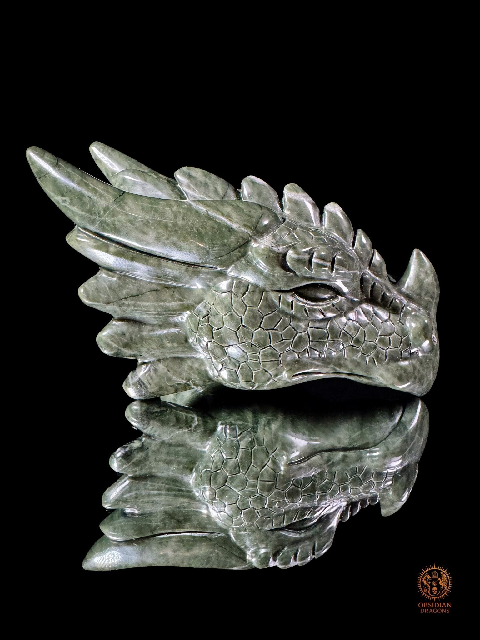 Tête de dragon en jade des 9 dragons – Esprit de la montagne | obsidian dragons