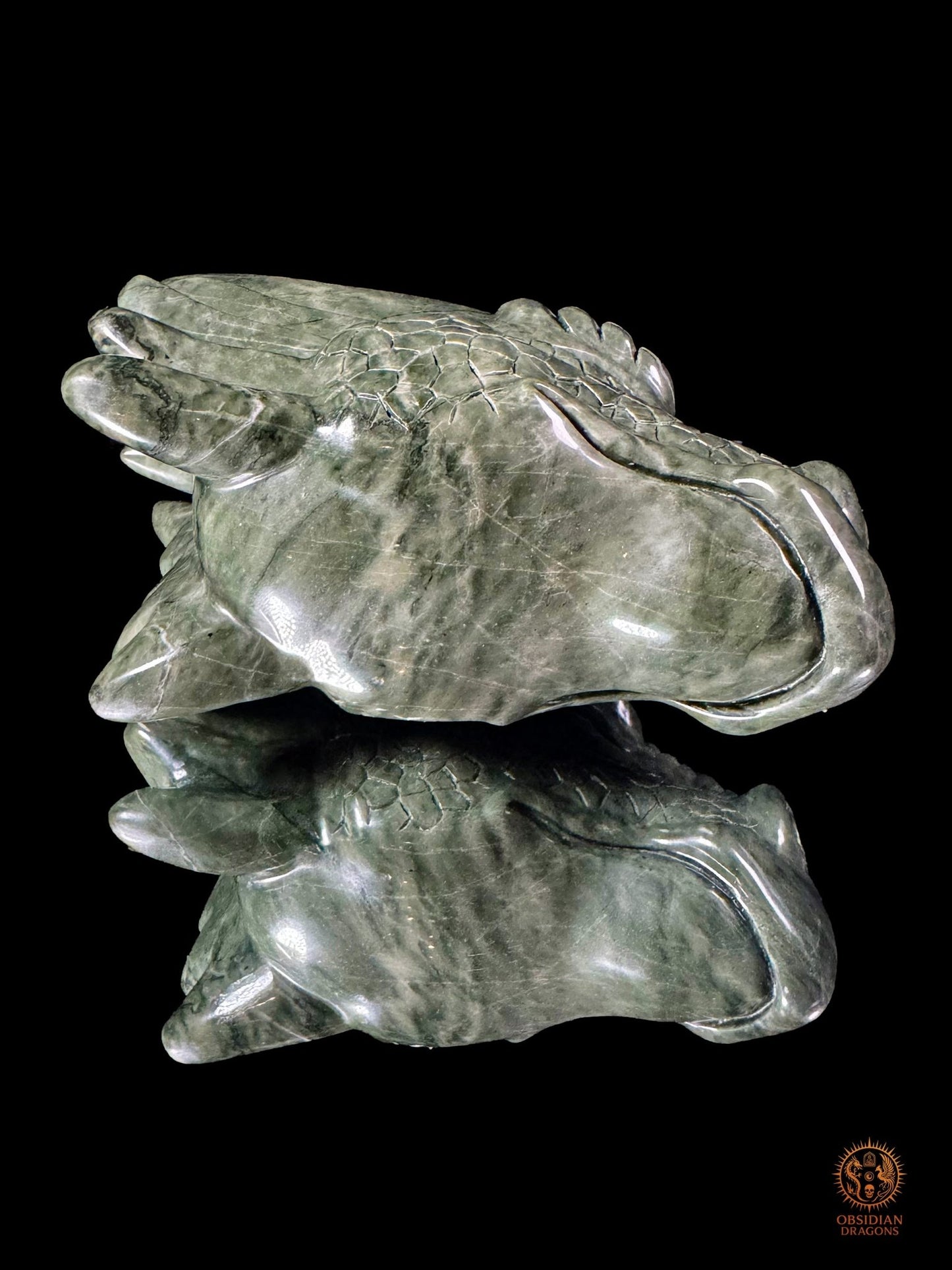 Tête de dragon en jade des 9 dragons – Esprit de la montagne - obsidian dragons