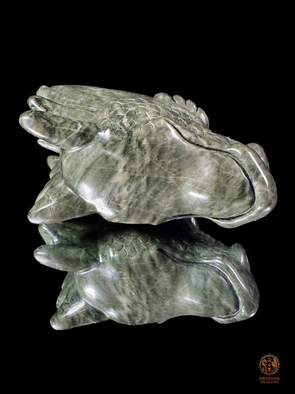 Tête de dragon en jade des 9 dragons – Esprit de la montagne - obsidian dragons
